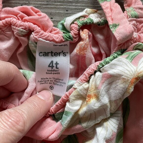 Girl’s Carter Hawaiian Floral‎ Strappy Sun Dress Size 4T - Picture 5 of 6
